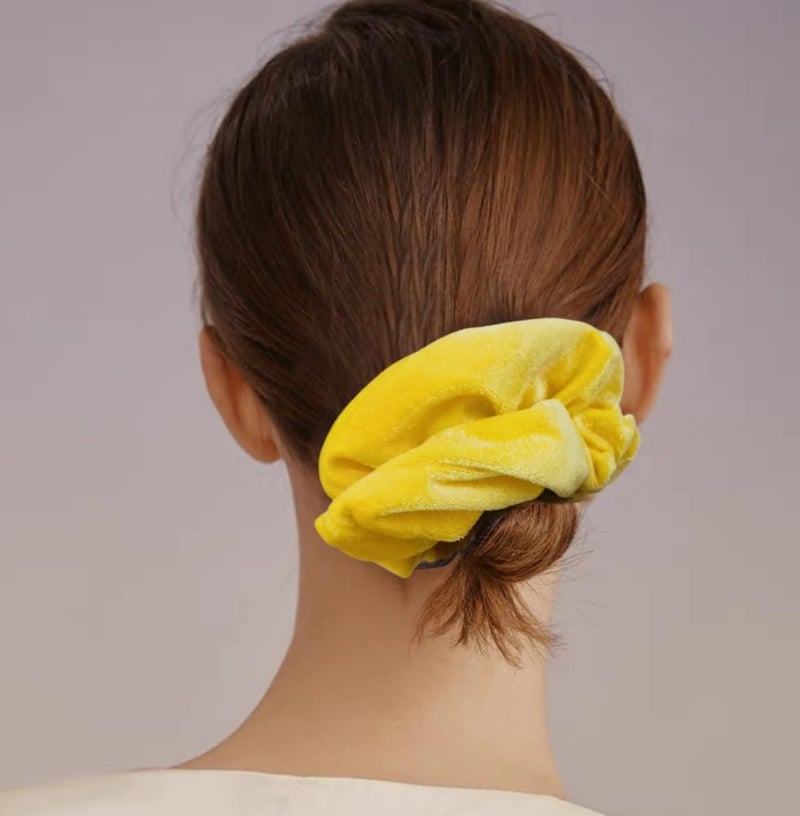 PIDOUDOU 2 Pcs Yellow Color Large Size Scrunchies for Women Hair Elastic Bands - Image 3